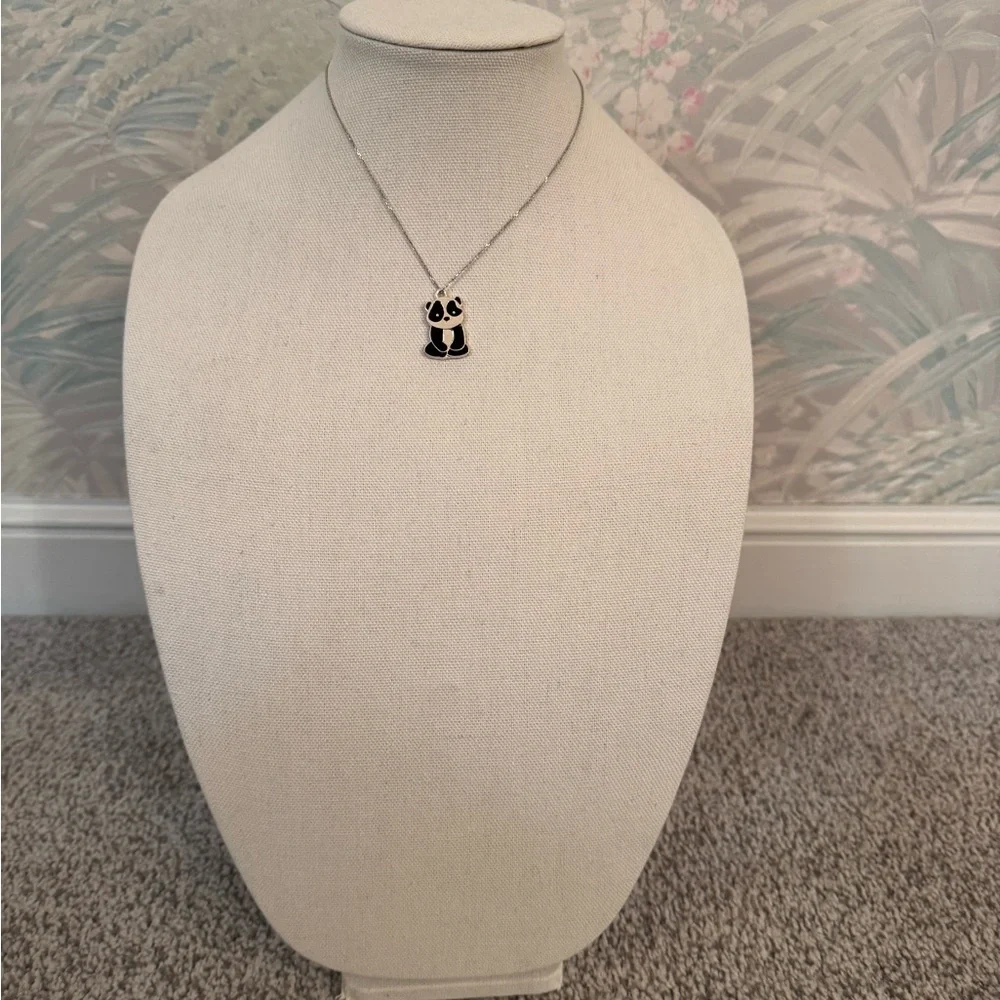Black & Silver Colored Panda Necklace - 15
